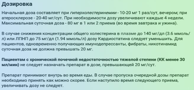 Дозировка Кардиостатина Дозировка Кардиостатина